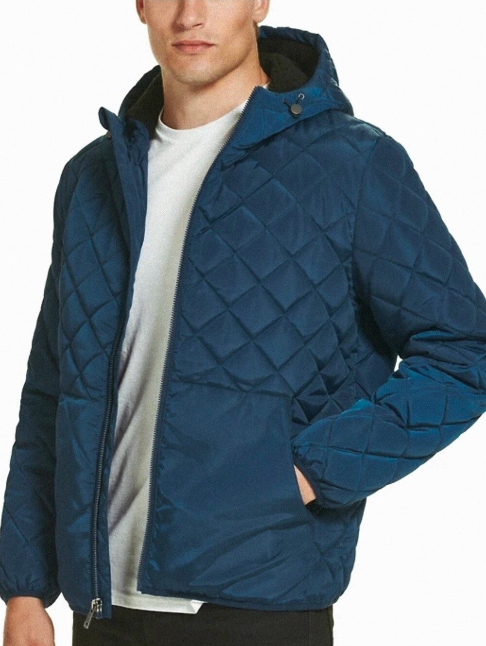 $225 Kenneth Cole Mens Diamond Quilted Hooded Jacket